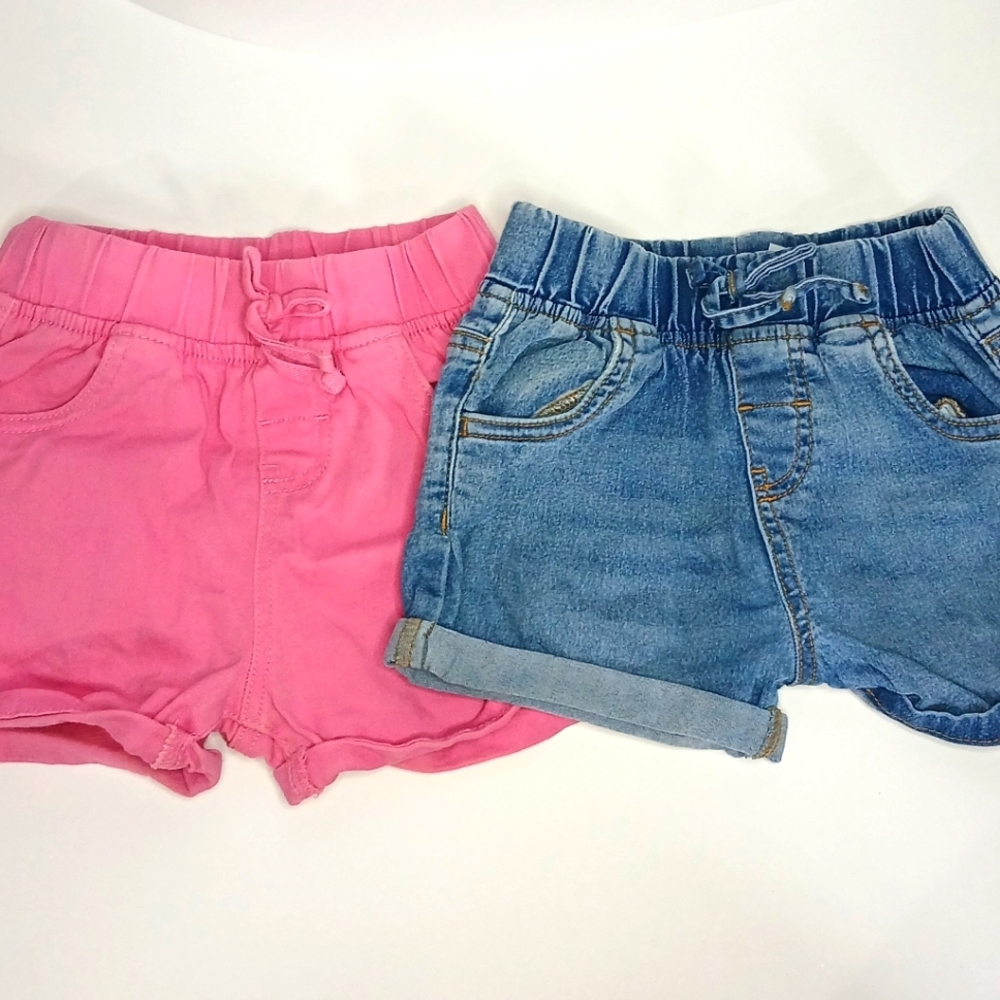 🛍 George Girl Denim Shorts Pink & Blue 3T